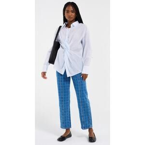 Damson Madder Tovie Jeans Blue Patterned Straight Leg Denim Size 12